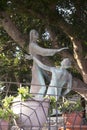 Bronze statue standing in the courtyard of the Church of the Primacy of St. Peter, located on the shores of the Sea of Galilee in Royalty Free Stock Photo