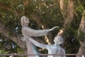 Bronze statue standing in the courtyard of the Church of the Primacy of St. Peter, located on the shores of the Sea of Galilee in Royalty Free Stock Photo