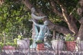 Bronze statue standing in the courtyard of the Church of the Primacy of St. Peter, located on the shores of the Sea of Galilee in Royalty Free Stock Photo