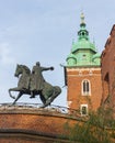 Bronze statue of Tadeusz Kosciuszko in the Wawel Royal Castle in Old Town Krakow, Poland. Royalty Free Stock Photo