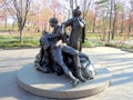 Bronze statue of three service personnel