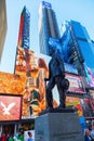 Bronze statue on Times Square in Manhattan, NYC