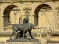 Statue of hunting dogs, detail of the Castle of chantilly, france