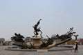 The Bronze Statue of Yang Yuhuan and the Little Girl in Huaqing City of Tang Dynasty in Lintong, China