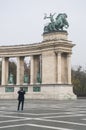 Bronze statues are in Heroes Square in Budapest, Hungary. Royalty Free Stock Photo