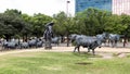 Bronze Steers and Cowboy Sculpture Pioneer Plaza, Dallas