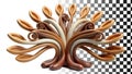 Bronze swirl tree form, organic spiral for nature, rustic and earthy design themes png transparent image Generative AI