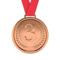 Bronze third place medal with red ribbon Royalty Free Stock Photo