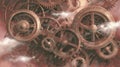 Steampunk Gears Background - Intricate Clockwork Machinery and Smoke Royalty Free Stock Photo