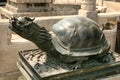 Bronze turtle sitting on a pedestal in the Forbidden City in Beijing. Royalty Free Stock Photo