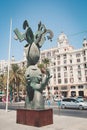 Bronze Urban Sculpture called Fortune Teller by Juan RipollÃÂ©s, located between Puerta del Mar and Plaza del Puerto