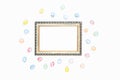 Bronze vintage frame with Easter eggs on a white background Royalty Free Stock Photo
