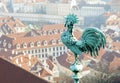 Bronze weathercock at the roof of St Vitus& x27; Cathedral, Prague Castle