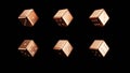 bronze and White Dice on a Black background, 3d render Royalty Free Stock Photo