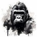 Bronze And White: A Monochromatic Gorilla Portrait In Watercolor