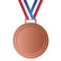 Bronze winner medal with ribbon, vector image