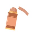 Bronzer, concealer stick for sculpting and contouring. Hand drawn makeup product in cartoon style. Cute vector illustration