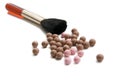 Bronzing pearls and brush Royalty Free Stock Photo