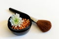 Bronzing pearls powder and makeup brush Royalty Free Stock Photo