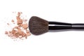 Bronzing powder with makeup brush on white background Royalty Free Stock Photo