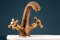 Bronzy metal tap of retro design. Faucet Royalty Free Stock Photo