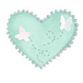 Brooch heart of card handmade beaded on white background, isolated