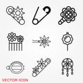 Brooch icon. Flat design isolated vector illustrations
