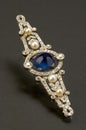 Brooch with pearls and sapphire