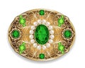 brooch pendant with and precious stones. Filigree Royalty Free Stock Photo