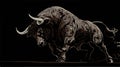 Brooding Bull: Visual Symphony of Shadows in Dark Royalty Free Stock Photo