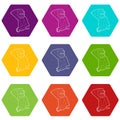 Brooding monkey icons set 9 vector