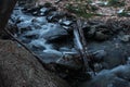 Icy Vermont Brook in late December. Water flows after a snowstorm Royalty Free Stock Photo