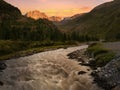 Brook in Kaunertal valley on a summer evening Royalty Free Stock Photo