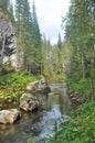 Brook among the rocks in the national Park Yugyd VA.