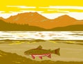 Brook Trout in Wind River Mountain Range Western Wyoming WPA Art