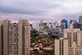Brooklin neighborhood view with cable-stayed bridge in the background in Sao Paulo Royalty Free Stock Photo