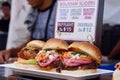 Gourmet burgers on sale at a food festival