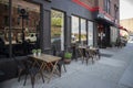 Brooklyn - April 23 2021: An outdoor restaurant during covid outbreak. Restaurants started serving meals outdoors due to pandemic