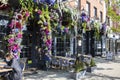 Brooklyn - April 23 2021: An outdoor restaurant full of flower decoration, during covid outbreak. Restaurants started serving