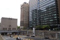 Brooklyn-Battery Tunnel, portal and Tunnel`s Ventilation Building on Manhattan side, New York, NY