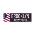 Brooklyn blue road sign isolated on white background.