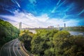 Highway with beautiful blue skies Royalty Free Stock Photo