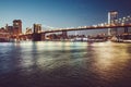 Brooklyn Bridge at blue hour, New York Royalty Free Stock Photo