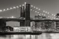 Brooklyn Bridge and carousel at twilight. New York City Royalty Free Stock Photo