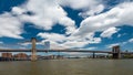 Brooklyn Bridge Crosses the East River in New York City