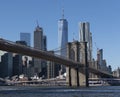 Brooklyn Bridge crossing the East River in New York city