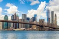 The Brooklyn Bridge and the downtown Manhattan skyline in New Yo Royalty Free Stock Photo