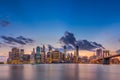 Brooklyn bridge and downtown New York City in beautiful sunset Royalty Free Stock Photo