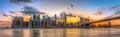 Brooklyn bridge and downtown New York City in beautiful sunset Royalty Free Stock Photo