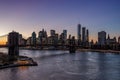 Brooklyn bridge at dusk, New York City Royalty Free Stock Photo